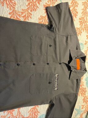 hellanbach- Gray Short-Sleeve Work Shirt with Embroidered Logo